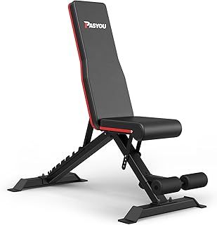 PASYOU Adjustable Weight Bench Press Foldable Workout Bench 700 Pounds Load Flat Incline/Decline Strength Training Benches, Sit Up Exercise Bench for Home and Gym,PA400
