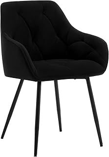 WOLTU Dining Chair Kitchen Chair Upholstered Living Room Chairs with Backrest, Armrests, Metal Legs, Ergonomic Chairs for Lounge, Office, Dressing Table, Velvet, Black