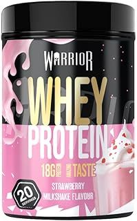 Warrior Whey Protein Powder 500g - Up to 36g* Protein per Shake – Low Sugar - Muscle Growth and Recovery Drink - Amazing Taste - 20 Servings - GMP Certified (Strawberry Milkshake)