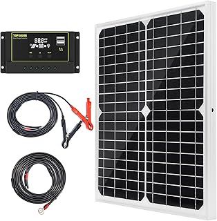 Topsolar 20W 12V Solar Panel kit Battery Charger Maintainer + 10A PWM Solar Charge Controller +Solar Cable for Car RV Marine Boat 12 Volt Battery Off Grid