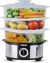 Geepas 3-Tier Food Steamer, 12L Capacity | Electric Vegetable Steamer with BPA Free Removable Baskets For Healthy Steam Cooking | 75 Minutes Timer & 1000W Power | Stainless Steel Housing