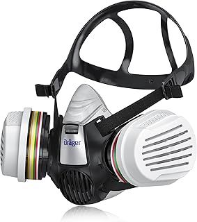 Dräger Gas Mask X-plore 3300 + 2x ABEK1 Hg P3 RD Gas Filters, Professional Respirator Mask for Chemical fumes, Toxic Gas,Organic Vapours, Pesticide, Spray Painting Mask, different sizes