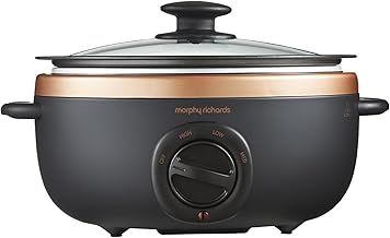 Morphy Richards 460016 Sear and Stew Slow Cooker, Glass, 163 W, 3.5 liters, Black & Rose Gold