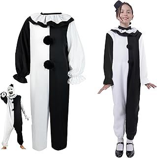 Carnavalife Terrifier Costume for Children, 3-12 Years, Terrifier Costume for Adults, Women, Men, S, M, L, Unisex, Clown Assassin, Black and White, Monkey, Black and White, (M) Black/White