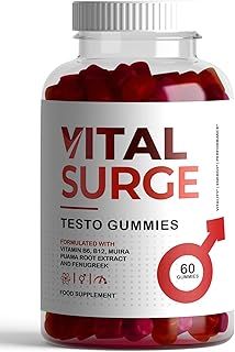 Vital Surge Male Gummies, 1265mg per Serving, with Maca, Vitamin B6, B12, Ashwagandha, L-Arginine, Tribulus Terrestris, Muira Puama Pack of 60