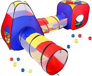 Opret Play Tent for Kids, 4 in 1 Pop Up Tent and Tunnels Foldable Playhouse Ball Pit for Toddler Crawling with Portable Zipper Storage Bag, Birthday Gift for Boys and Girls