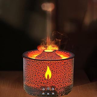 360ML Volcano Humidifier, Jellyfish Mist Flame Essential Oil Diffuser With Premium Flame Lights 2 Mist Mode, Waterless Auto Shut-Off Air Moisturize for Bedroom Home Officefor Bedroom Home and Office