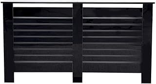 Wooden High Gloss Radiator Cover Modern Decorative Cabinet S/M/L/XL Black (Black, L—151.5X19X82CM)