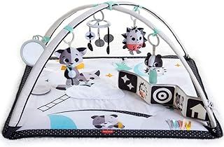 Tiny Love Black & White Gymini, 2-in-1 Musical Baby Play Mat, 0+ Months, Baby Play Gym, 18 Activities, Interactive Musical Toy, High Contrast Baby Book, Adjustable Arches, Magical Tales