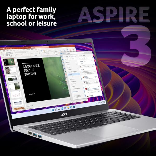 acer Aspire 3 A315-59 Laptop - Intel Core i5-1235U Processor, 8GB, 512GB SSD, Integrated Graphics, 15.6" Full HD, Windows 11, Silver