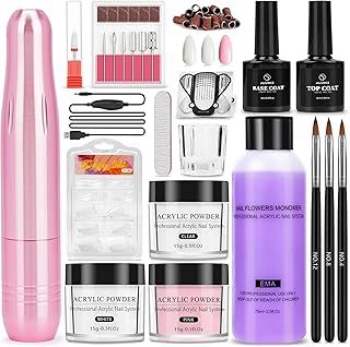 Clear Pink White Acrylic Nail Set - Nail Extension Kit with Drill