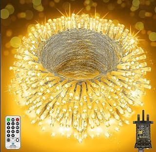 JXLEDAYY 403 FT 1000 LED String Lights Outdoor Fairy Lights Plug in Super Long Christmas Lights with Remote Timer 8 Modes for Xmas Tree Yard Outside Garden House Party Wedding Decoration-Warm White