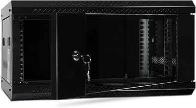 19" Flatpack Self Assembly Data Server Rack Cabinet, Wall or Floor Mounting, 19 Inch Standard Rack Size for Home, Office, Server Room, Computer, Audio with Locakable Glass Door 6U 400mm