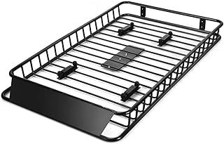 Roof Rack Basket, 116-162x99x15cm Expandable Steel Rooftop Cargo Carrier with 2 Reflectors, Car Top Luggage Holder for SUV Truck Jeep, 113kg Capacity