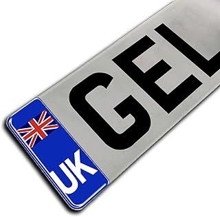 Gelz Domed Union Jack UK Vehicle Number Plate Stickers, Blue, 108mm x 39mm