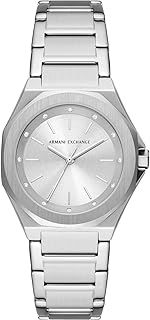 Armani Exchange Watch for Women, Quartz Movement and 34mm Case Size with Stainless Steel, Leather or Silicone Strap