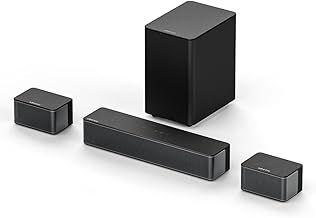 5.1 Surround Sound System, Sound Bar for TV, 3D Soundbar Home Theatre System with Adjustable Wireless Subwoofer and Rear Speakers, Bluetooth TV Virtual Surround Sound Speakers, Poseidon D50