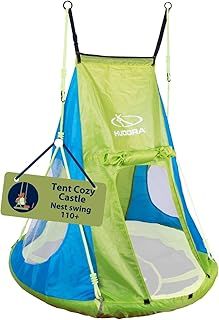 HUDORA Cosy Castle Tent Cover - Tent cover for HUDORA Nest Swing 90 & 110/120 in blue/lemon - Polyester swing tent for indoor & outdoor use - Swing canopy for children & adults