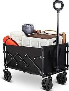 Festival Trolley Foldable Utility Wagon Cart with Wheels and Telescopic Handle for Gardening, Camping, Shopping and Outdoor Sport