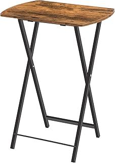 HOOBRO Side Table, Folding Tray Table, Snack Dinner Tables for Eating at Couch, Sofa End Table for Small Space, Living Room, Industrial, Easy Storage, Stable Metal Frame, Rustic Brown EBF17BZ01