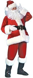 Sincere Party 9pcs Set Deluxe Santa Claus Costume for Adult,Xmas Santa Claus Top,Pants,Hat,Boots Covers,Belt,Beard,Gloves All In