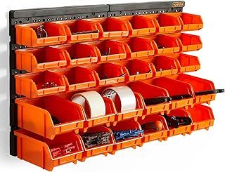 VonHaus Workshop Storage - 30pcs Wall Mount Storage Organiser Bin for Tool Shed, Garage and Workshop