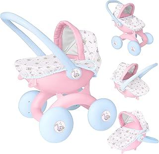 BabyBoo 4-IN-1 My First Pram | Baby Doll Pushchair & Stroller Toy for Toddlers | Interchangeable Pram with Carry Cot & Pushchair | Perfect Role Play Toy for Boys & Girls Ages 18M+