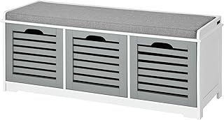 SoBuy® FSR23-HG, Storage Bench with 3 Drawers & Padded Seat Cushion, Hallway Bench Shoe Cabinet Shoe Bench