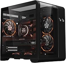 Ionz KZ-SW Curve - PC Gaming Case mATX - Mid Tower, Dual Chamber with Panoramic View and LED Screen - Tempered Glass and 3 ARGB PWM Fans with 6 port Hub - Black