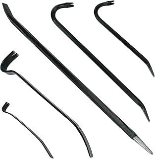 SPARES2GO 5 Piece Crowbar, Long Wrecking Rod & Flat Pry - Demolition Crow Bar Set (60cm 45cm 38cm 30cm 18cm)