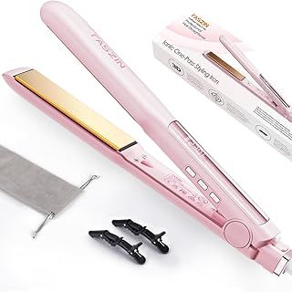 Faszin Hair Straighteners, Ionic Titanium Plate for Smooth Shiny Results, 20S Fast Heat Up Flat Iron, Clear LCD Display (Pink)