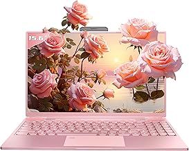 15.6'' pink Laptop, 12th Gen Alder Lake N95 CPU(Up to 3.4GHz), 16GB DDR4 RAM, 1TB SSD, Win 11 Pro, Office 2019, FHD IPS Screen, Dual Band WiFi, with Removable Webcam (Pink, 16G+1TB)