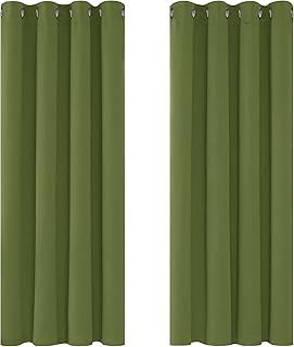 Deconovo Curtains Green Super Soft Solid Thermal Insulated Eyelet Bedroom Blackout Curtains for Boys 46 x 54 Inch Green 1 Pair