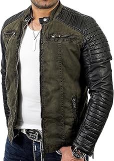 Men's Jacket Slim-Fit Casual Faux Leather Cotton Biker Modern Coats