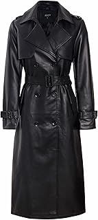 SS7 Womens Faux Leather Maxi Trench Coat PU