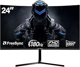 CRUA 24 Inch 180Hz,Curved Gaming Monitor, FHD 1080P, Frameless Design, AMD FreeSync, Low Motion Blur, Eye Care, DisplayPort, HDMI, Wall Mountable