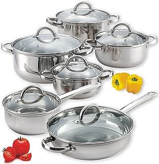 Cook N Home NC-00250 12-Piece Stainless Steel Cookware Set, Silver