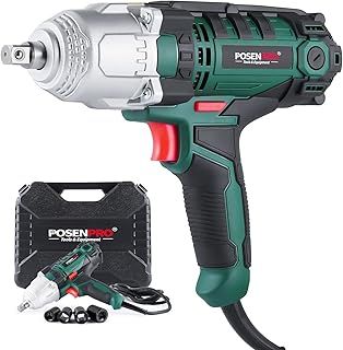 Electric Impact Wrench, Heavy Duty 550W Corded 500N.m Max Torque Impact Wrench Gun, 1/2 Inch with Detent Pin Anvil, 4 Pcs Impact Sockets and Carry Case