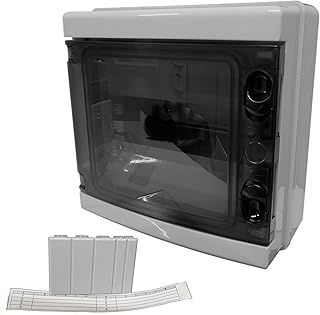 8 Module Way IP65 DIN Rail Enclosure Box with Door Outdoor Weatherproof Waterproof Ideal for Consumer Unit RCD Contactors Timers etc