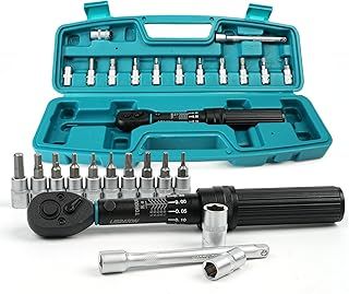 LIBRATON Torque Wrench 1/4", Bike Torque Wrench 1-6Nm, Drive Click Torque Wrench Set, Hex & Torx Bit Sockets, Extension Bar, Bicycle Maintenance Kit, Professional Bicycle Tool