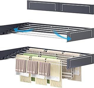 homeart Wall Mounted Drying Rack - Retractable, Space Saving, Durable Clothes Dryer - 50 Kg Capacity, Easy to Install, Collapsible Drying Rack for Indoor & Outdoor Use - Anthracite, 120cm
