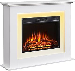Savannah Fireplace with 39" surround and Realistic Flame Effect Heater White Multiple Colours Available