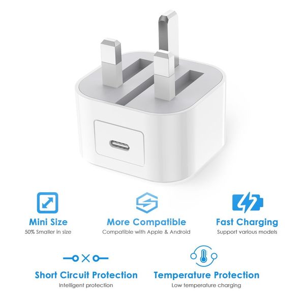 iPad Charger and Plug 20W USB C Fast Charger With 2M Cable for iPad Pro 9.7 10.5 12.9 inch 1st 2nd Generation/iPad Air 3rd/iPad Mini 2 3 4 5th Gen/iPad 4th 5th 6th 7th 8th 9th/iPhone 14 13 12 11