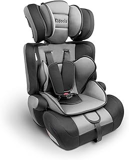 Kidoola Adjustable Car Seat for Toddlers & Children - i-Size Safety Certified Booster Seat, Padded & Comfortable with 3 Adjustable Age Functions& Straps, 100-125cm,Up to 12 Years -ECE R129(Grey&Black)