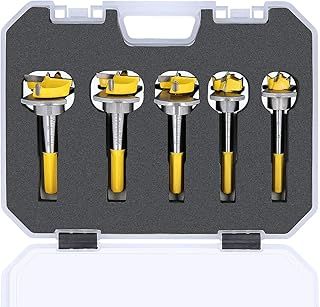 Forstner Bits TOUGH MASTER 5 Piece Carbide Tip, 15mm, 20mm, 25mm, 30mm, 35mm Diameter Plus 2 Hex Keys and Heavy Duty Case For Wood Working, DIY TCT Tool