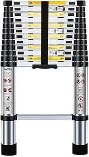 Nestling 12.5ft/3.8M Telescopic Ladder, Aluminium Loft Ladder Extendable, Max Load 150kg/330lb, Adjustable Step, for Decorating, Painting