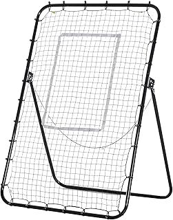 HOMCOM Foldable Football Rebounder Net, Large Football Goal Training Aid Soccer Kickback Target Zone Goal Play Adjustable Angles for Kids & Adult Black