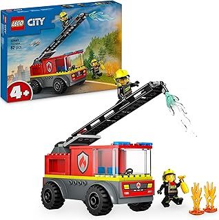 LEGO City Fire Engine with Ladder Toy for Toddlers - Vehicle Set with a Truck and 2 Firefighter Minifigures for 4+ Year Old Boys & Girls - Educational Gifts for Preschool Kids - 60463