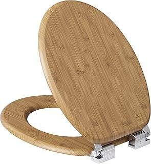 eSituro Wooden Toilet Seat,Soft Close Toilet Seat Lid Cover with Adjustable Hinge,Anti-Slip,Anti-Bacterial for Family BathroomSTS0389