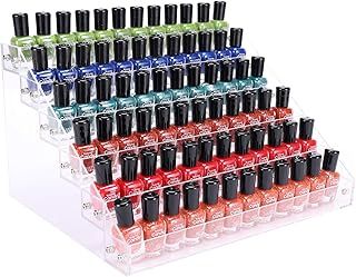 BTremary 6 Tiers Clear Nail Polish Display Rack Stand Holder,Acrylic Nail Polish Organiser Storage Rack Shelf Holds up to 96 Bottles,Essential Oil Paints Ink Holder (Fit 1-2oz Bottles)